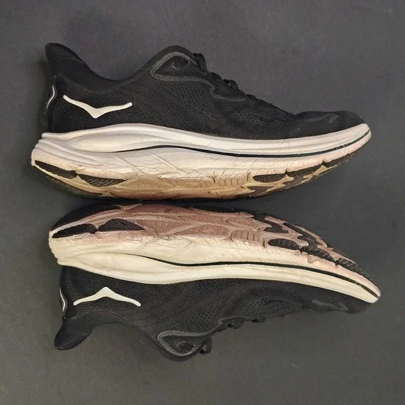 Hoka Men Clifton 10 Size 10.5 Black White Mesh Running Shoes 1162030 BWHT - Picture 7 of 12